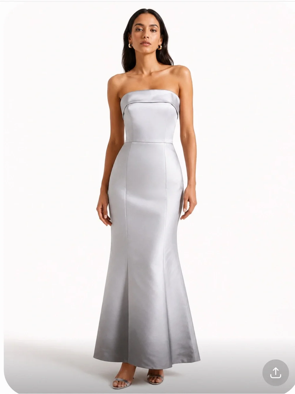AMSALE Strapless Gray Wedding Bridesmaid Mermaid Gown Size 6